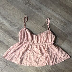Rue21 Pink Floral Spaghetti Strap Peplum Cami